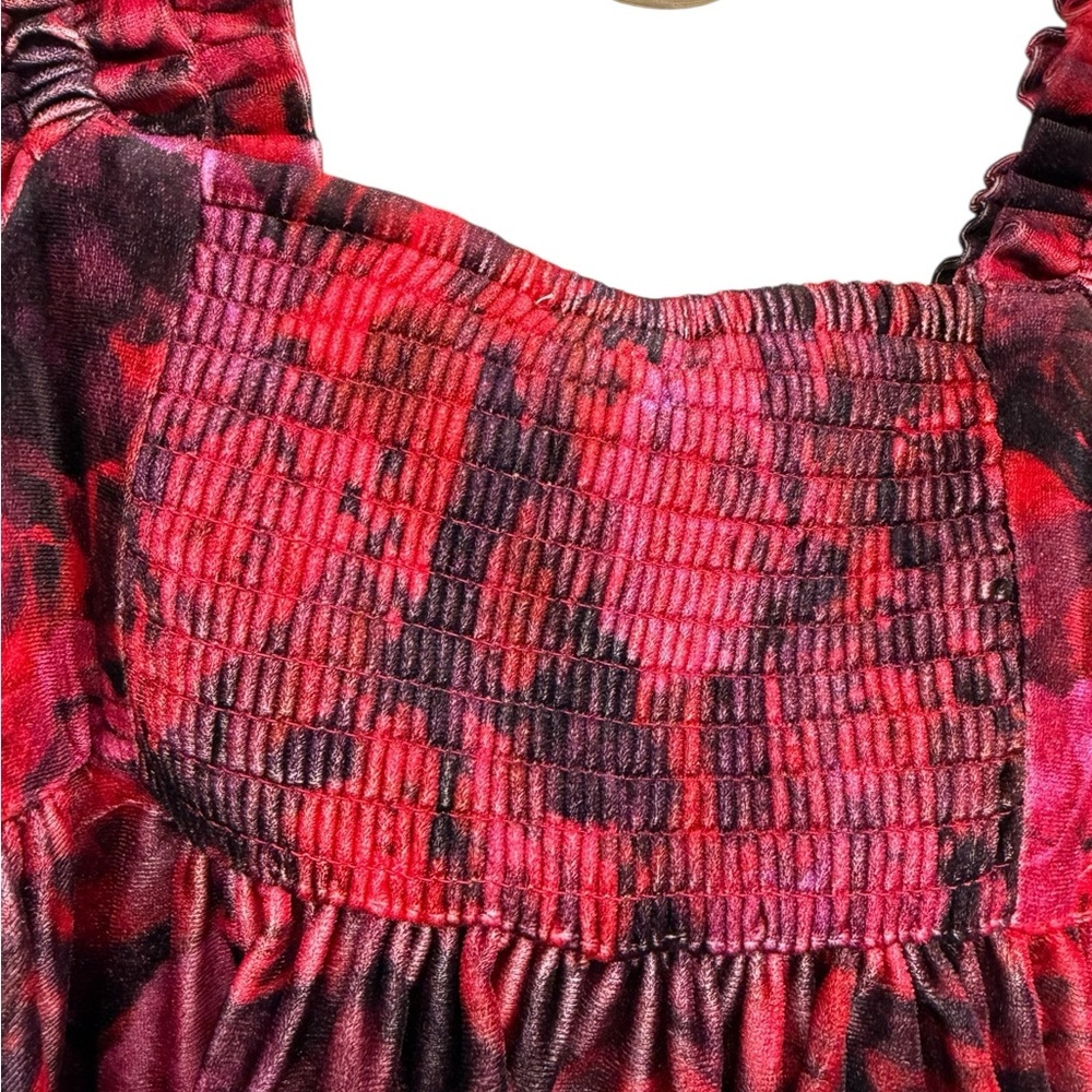 C&V Chelsea & Violet Crimson Red Black Rose print Rose Petail Girls L 10/12 NEW - Picture 8 of 11